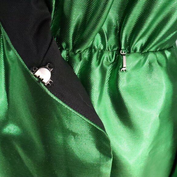 Happy x Nature Women's 2 Kate Hudson Metallic Green Wrap Dress 80's Inspired - Picture 12 of 16